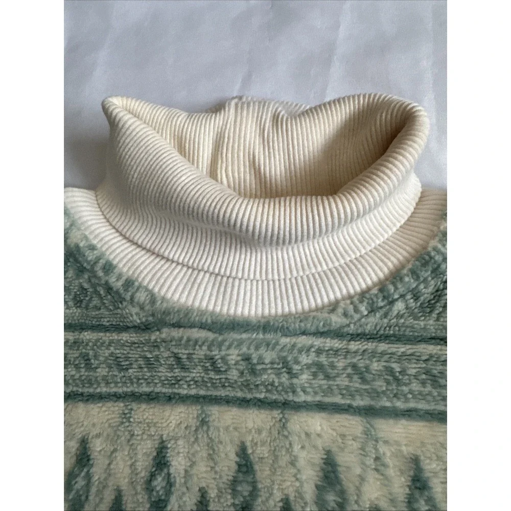 Vintage Nordic Fair Isle Styled 80s USA Turtleneck Sweater Oversized Men's Large